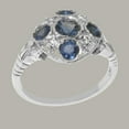 thumbnail image 3 of LBG British Made 10k White Gold Natural Sapphire & Cubic Zirconia Womens Statement Ring - 33 size options - Size 6.5, 3 of 7