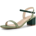 thumbnail image 1 of BLISSFUL STEP Women's Square Toe Ankle Strap Block Heel Sandals, 1 of 6