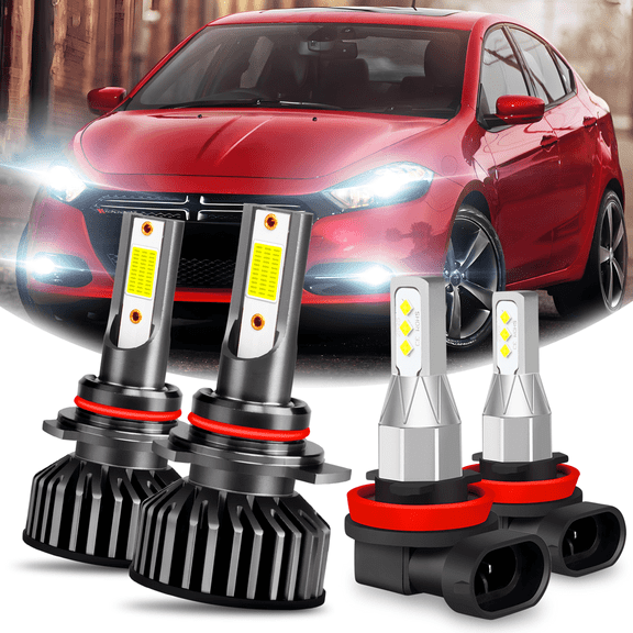 For DODGE Dart 2013 2014 2015 4pc LED Headlight Hi/Lo beam   Fog Bulbs Kit White