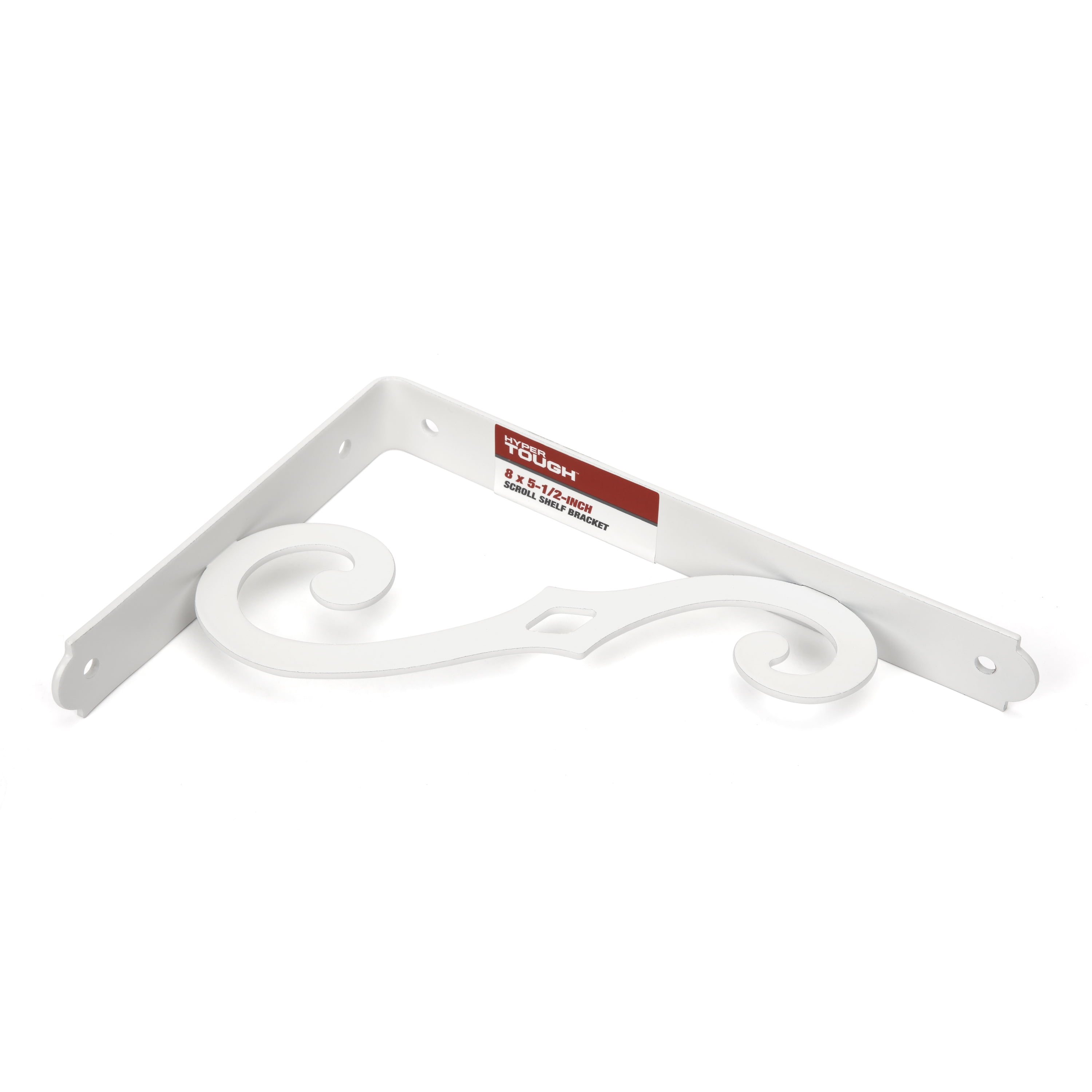 Hyper Tough 8 x 5-1/2-Inch White Metal Decorative Shelf Bracket, Steel