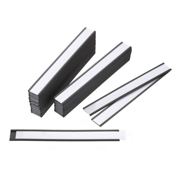 Label Holders 1" x 8" C Channel Rubber Magnetic for Metal Shelves Organize 50 Pack
