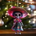 thumbnail image 2 of YaoZQ Sugar Skull With Sombrero Christmas Ornaments For Halloween Tree Car Charm Dia De Los Muertos Figurine Hanging Day Of The Dead Decoration 2D Flat Acrylic Calavera And Gothic Punk Themed Gift, 2 of 12