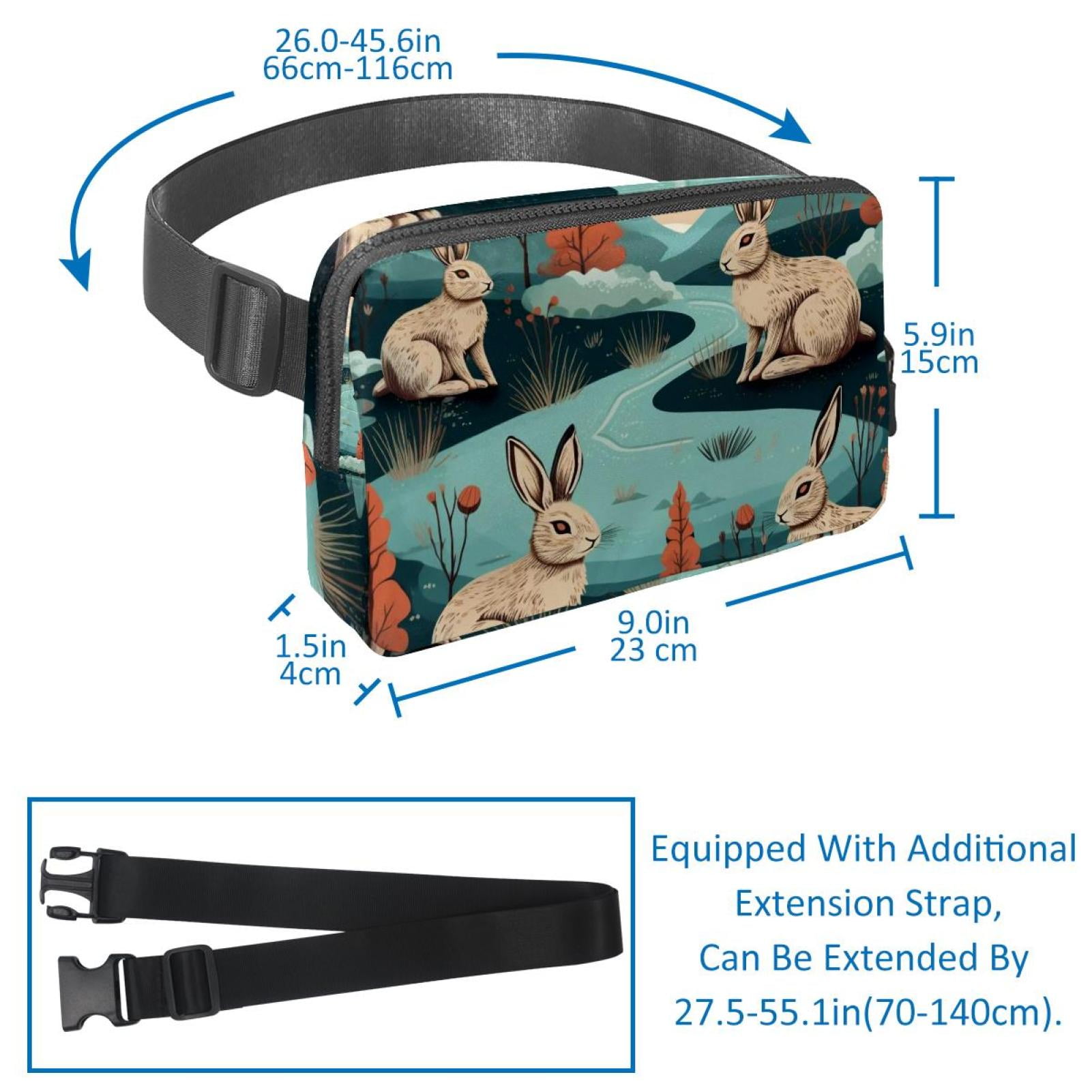 Rabbit Running Belt Waist Bag Fanny Packs, Lightweight Adjustable with Extension Strap, Unisex