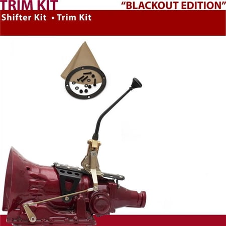 American Shifter TH200 Shifter Kit 10 in. Trim Kit Black Dual Shift Tan Boot Ringed Knob for CC73B