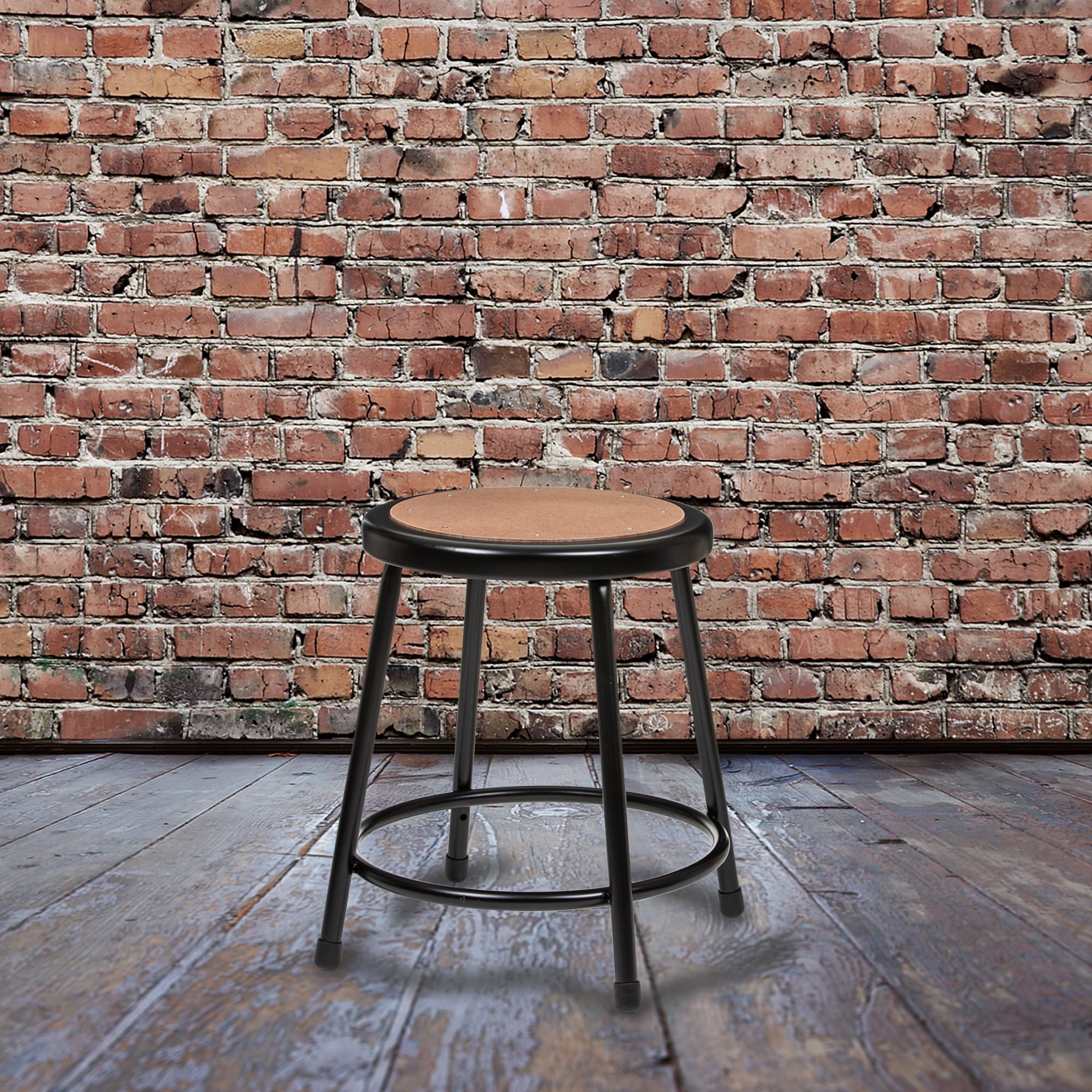 Hampden Furnishings Flynn Collection 18" Masonite/Steel Science Stools, Black, Pack of 2