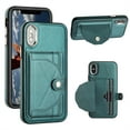 thumbnail image 1 of ELEHOLD Leather Wallet Case For iPhone XS/X,Premium Leather Material with Back Card Holders Magnetic Button Full Body Shockproof Luxury Case,Green, 1 of 6