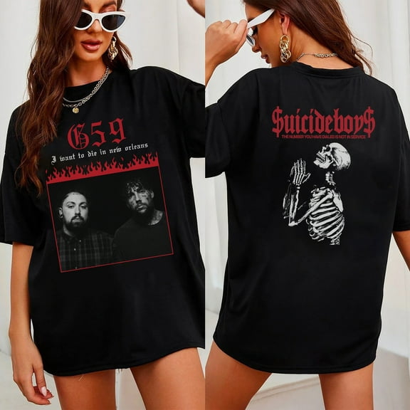 SUICIDEBOYS Double Sided T-shirt, Suicideboys Merch, G59 Shirt, Suicideboys Band Hip Hop, Scrim & Ruby da Cherry, Black Color
