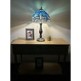 thumbnail image 3 of Tiffany Table Lamp Blue Stained Glass Dragonfly LED Bulbs Included for Living Room Bedroom Bedside 12"W*12"D*22"H, 3 of 5