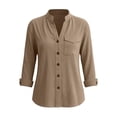 thumbnail image 4 of Neewe Womens Classic Plain Shirt Casual Collar Long Sleeve Loose Fit Button Down Tops Daily Outfits, 4 of 5