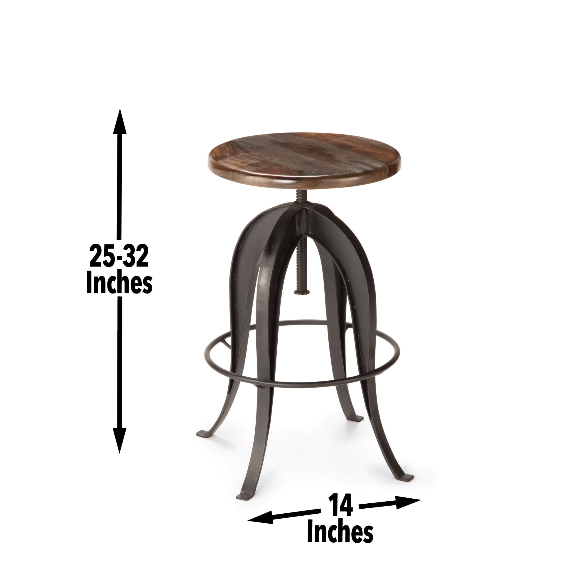 Steve Silver Sparrow Indoor Swivel Backless Adjustable 32" Height Round Bar Stool, Brown