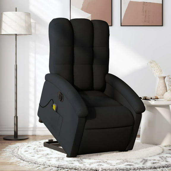 vidaXL Electric Stand up Massage Recliner Chair Black Fabric