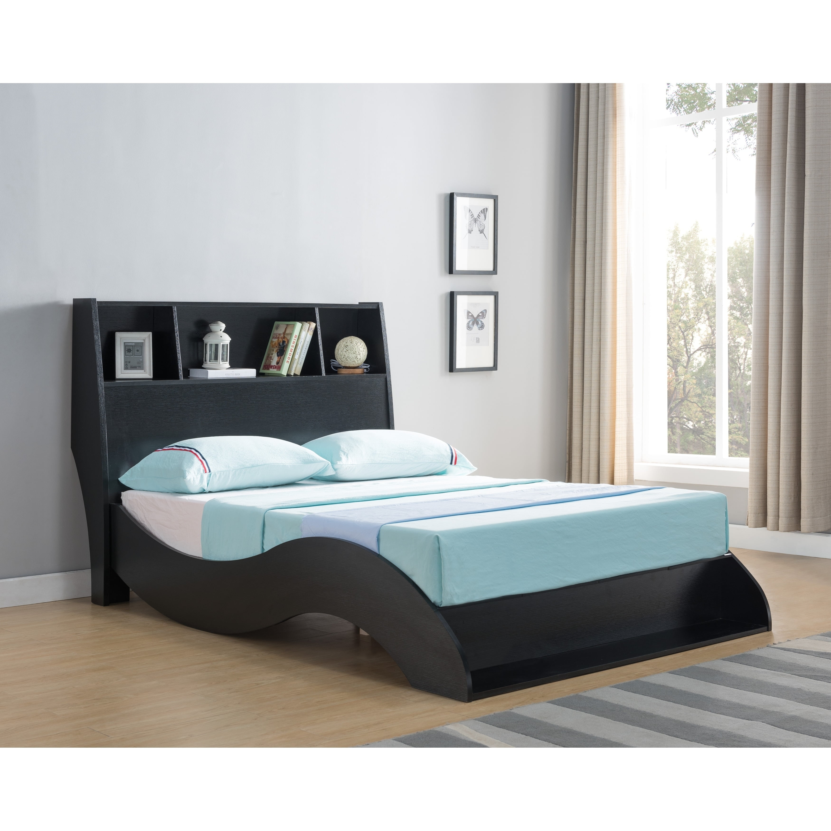 Hayden Black Platform Bed with Headboard