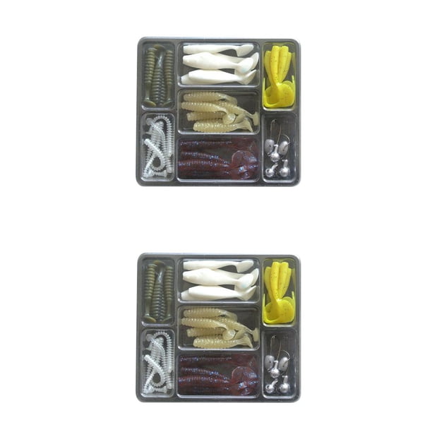 Yuarrent Juego de accesorios de pesca de simulación con anzuelos de pesca de de plantilla, cebos de pesca de goma vivos 2piezas