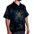 thumbnail image 2 of Cancer Constellation Men's Button Down Casual Hawaiian Print Short Sleeve Summer Beach Shirt, 2 of 6