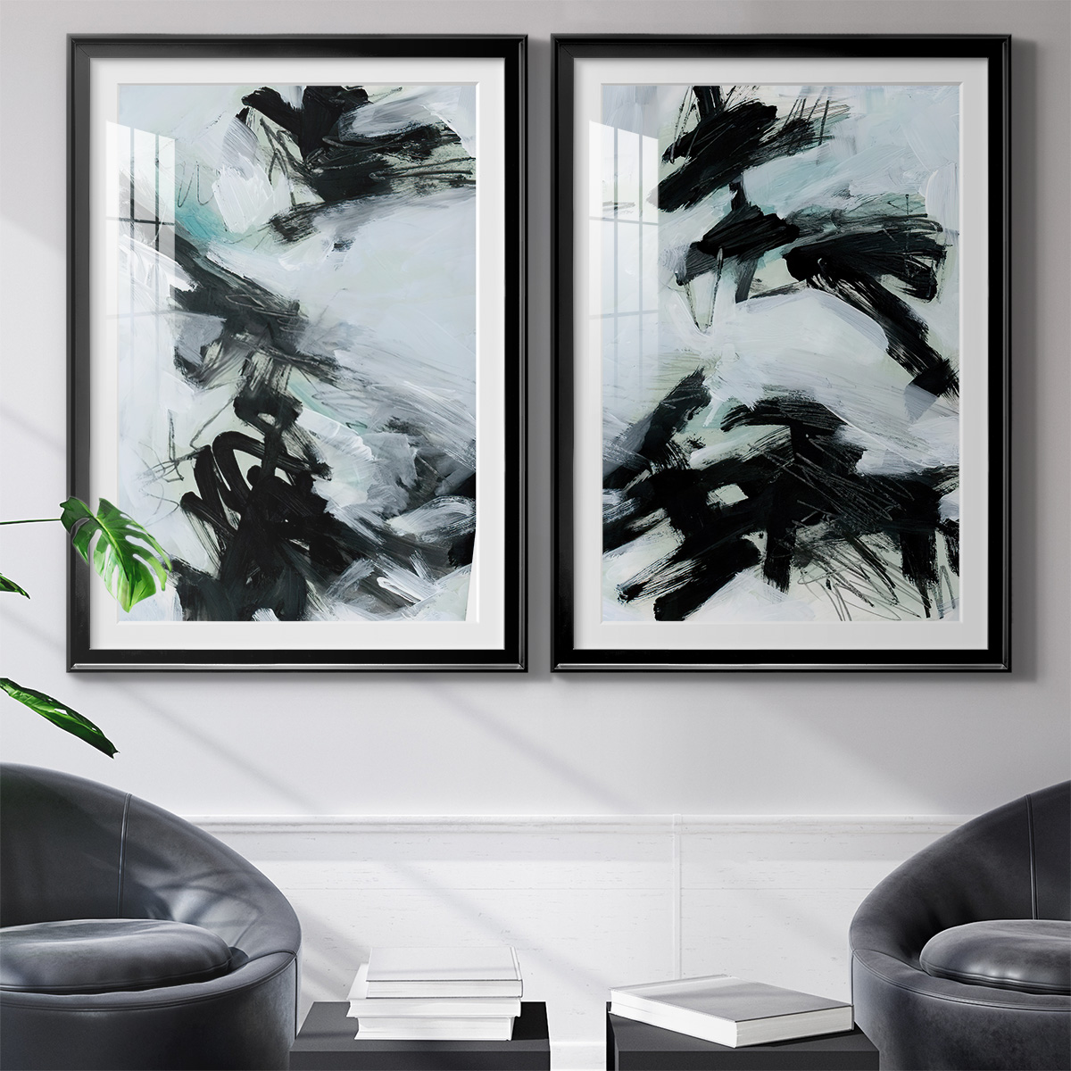 Wexford Home Ocean Current I Premium Framed Print, 22.5" x 30.5" - Ready to Hang, Black (Set of 2)