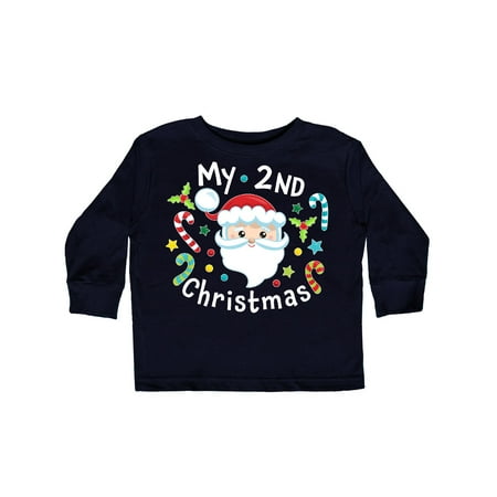 

Inktastic My 2nd Christmas Santa with Candy Canes Gift Toddler Boy or Toddler Girl Long Sleeve T-Shirt