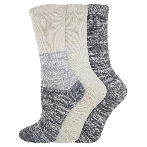 Dickies Women's 3 pairs Soft Marl Color Block Random Feed Crew Socks, Sizes 6-9, Grey