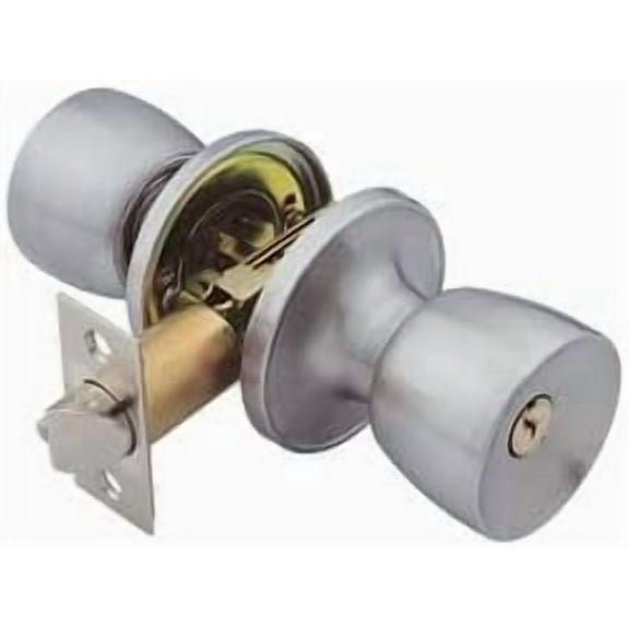 UNIWARE Stainless Steel Door Knob and Brass Lock Set, Polished Finish, Silver