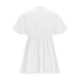thumbnail image 5 of YYDGH Women's Elegant Peplum Tops V Neck Tie Front Short Bell Sleeve Shirts Tops Blouse White M, 5 of 6