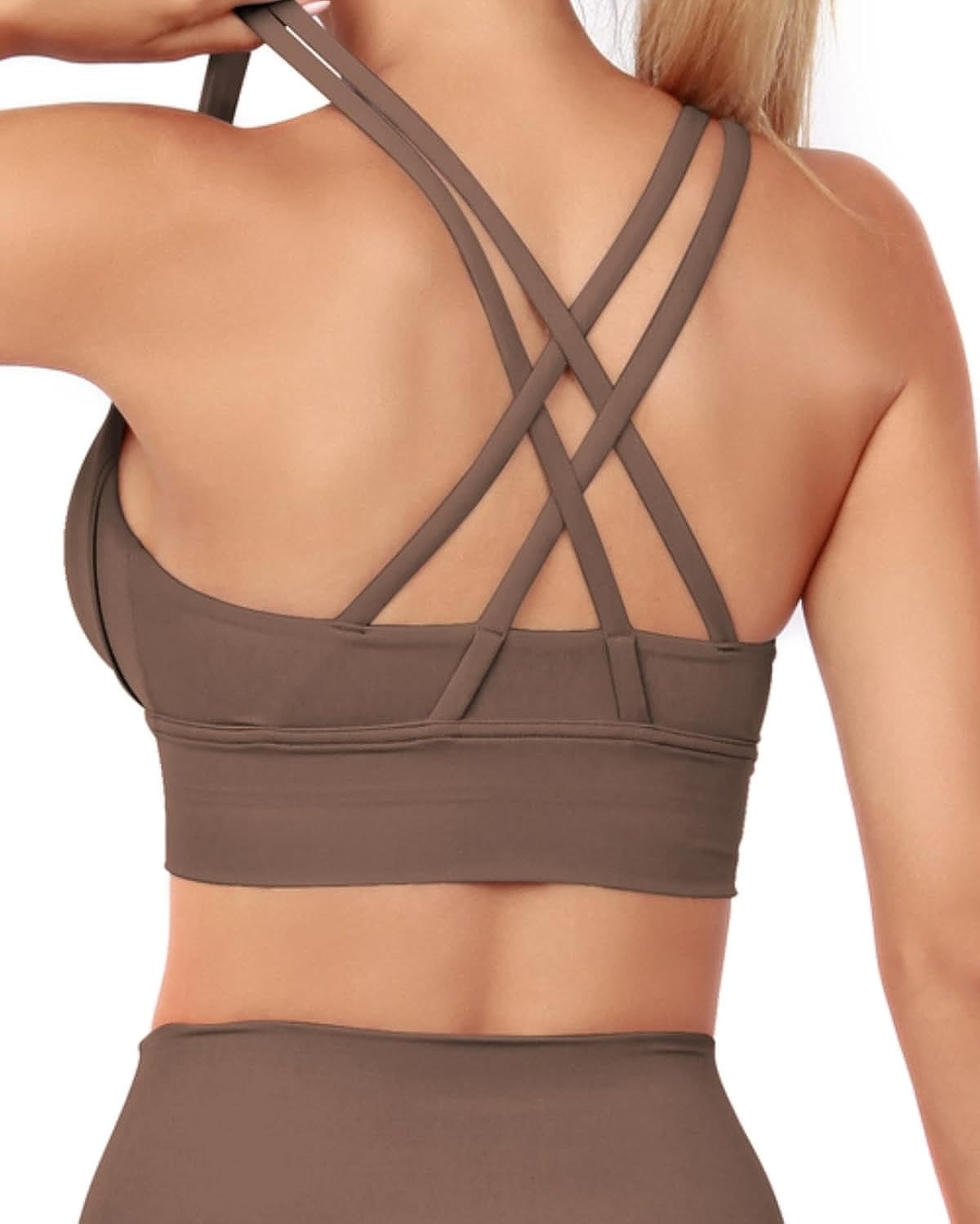 Grace Form Strappy Sports Bra for Women Padded High Impact Push Up Athletic  Running Sports Bra Workout Top Yoga Bra 