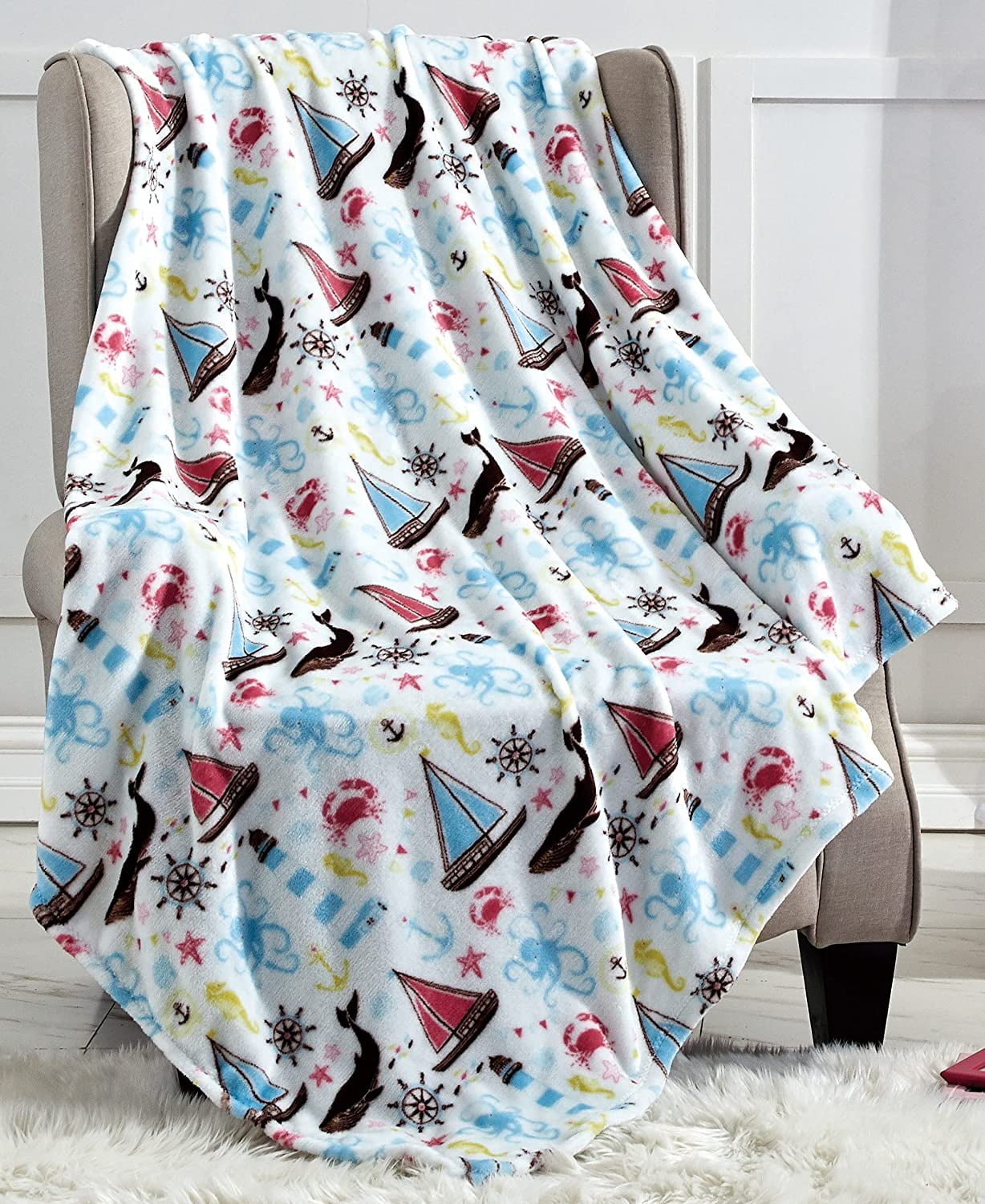 Mocassi Lightweight Printed Throw Blanket All Season, Plush Throw