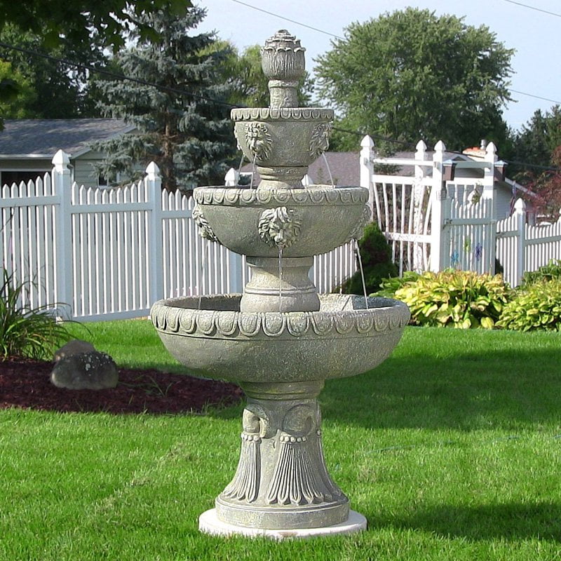 Sunnydaze 4 Tier Lion Head Water Fountain by Sunnydaze Decor