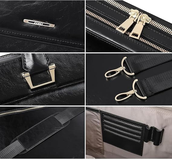 RKXQT Leather 15.6 Inch Business Briefcase for Women with 2 Zipper Compartments Laptop bag