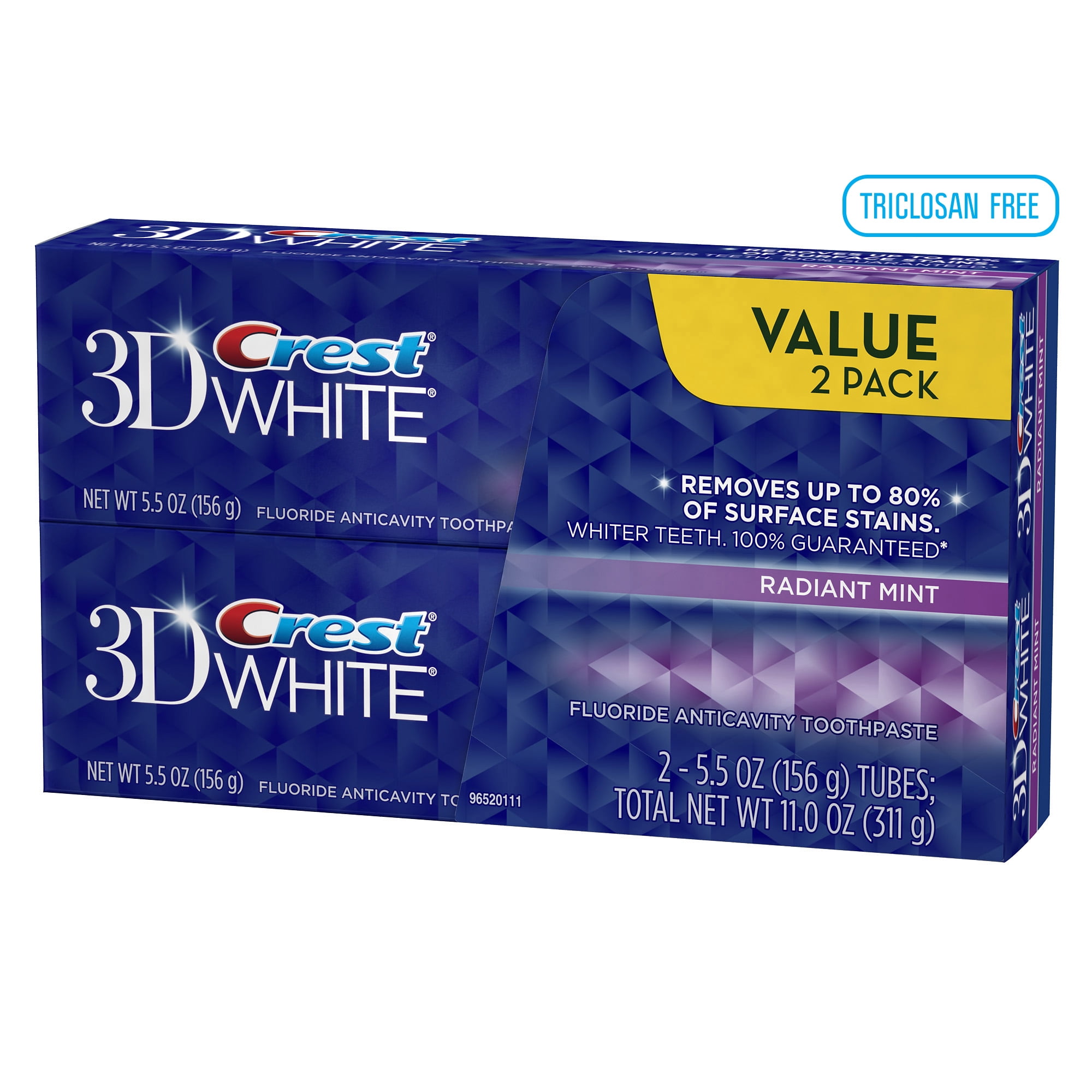 Crest 3D White Radiant Mint Flavor Whitening Toothpaste Twin Pack 11 Oz