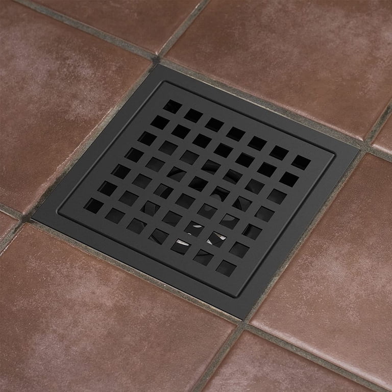 4 Inch Square Shower Floor Drain With Removable Grate - 304 Stainless Steel, Adjustable Height, Fast Drain