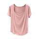 thumbnail image 1 of Camiseta de Manga Corta Mujeres Moda de Verano Yoga Casual Cuello Cuadrado Delantero Hombro Recto Cuello Redondo Superior, 1 of 4