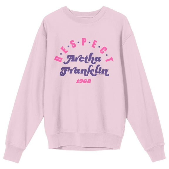 Aretha Franklin R-E-S-P-E-C-T 1968 Adult Pink Crew Neck Sweatshirt-XL