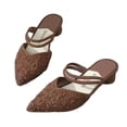 thumbnail image 5 of Sandalias de verano con punta en punta para mujer, planas, informales, de moda, para uso diario, tacón bajo, Color sólido, ropa exterior, medias zapatillas, sandalias, 5 of 5