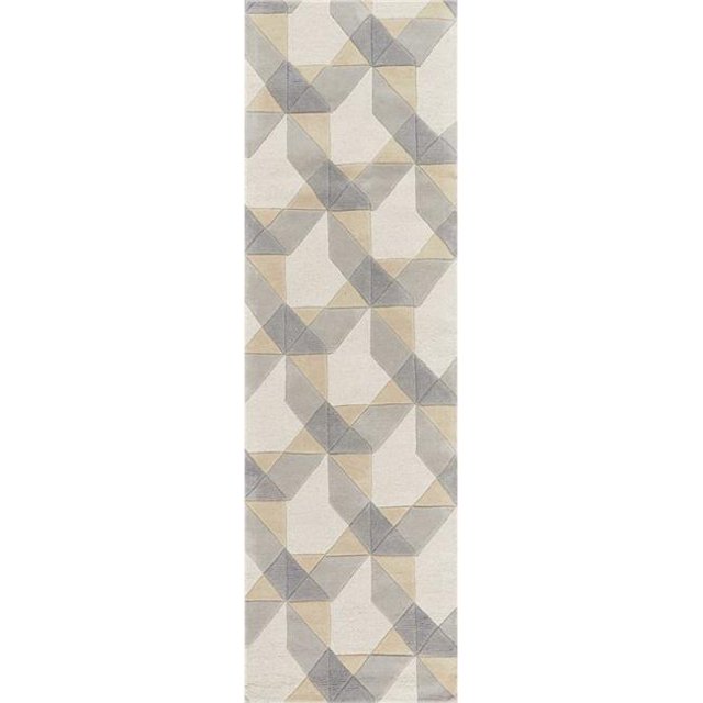 HomeRoots 354088 2 ft. 3 in. x 7 ft. 6 in. Runner Wool Ivory & Grey Area Rug