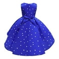 thumbnail image 4 of Otqutp Girl's Sleeveless Polka Dot High Low Tutu Dress Wedding Princess Pageant Christmas 50s Rockabilly Party Evening Gown(Blue,6-7 Years), 4 of 8