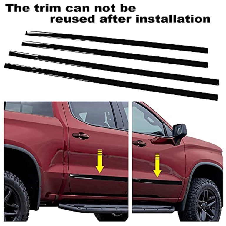 4pcs Black Body Side Molding Trim For 2019-2021 Dodge Ram 1500 Crew Cab - G-PLUS