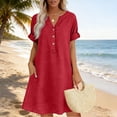 thumbnail image 5 of Women's Dresses Plus Size Solid Resort Dress Wrap V Neck for Summer, 5 of 6