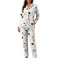 thumbnail image 2 of Youpwaven Valentines Pajamas Set for Womens Heart Print Soft Breathable Milk Silk Button up Collared Sleepwear, 2-Piece, Size L, 2 of 6