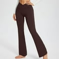 thumbnail image 3 of HOT Womens Casual Flare Leggings with Pocket Bootleg Yoga Pants Crossover Hight Waisted Workout Pants-012, 3 of 9