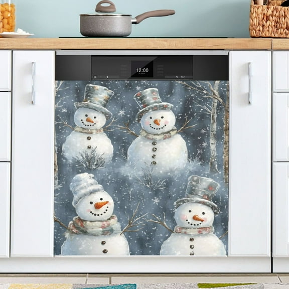 Ryvnso Christmas Snowmans in Winter Dishwasher Magnetic Refrigerator Magnet Cover Kitchen Home Decorative 23"x26"