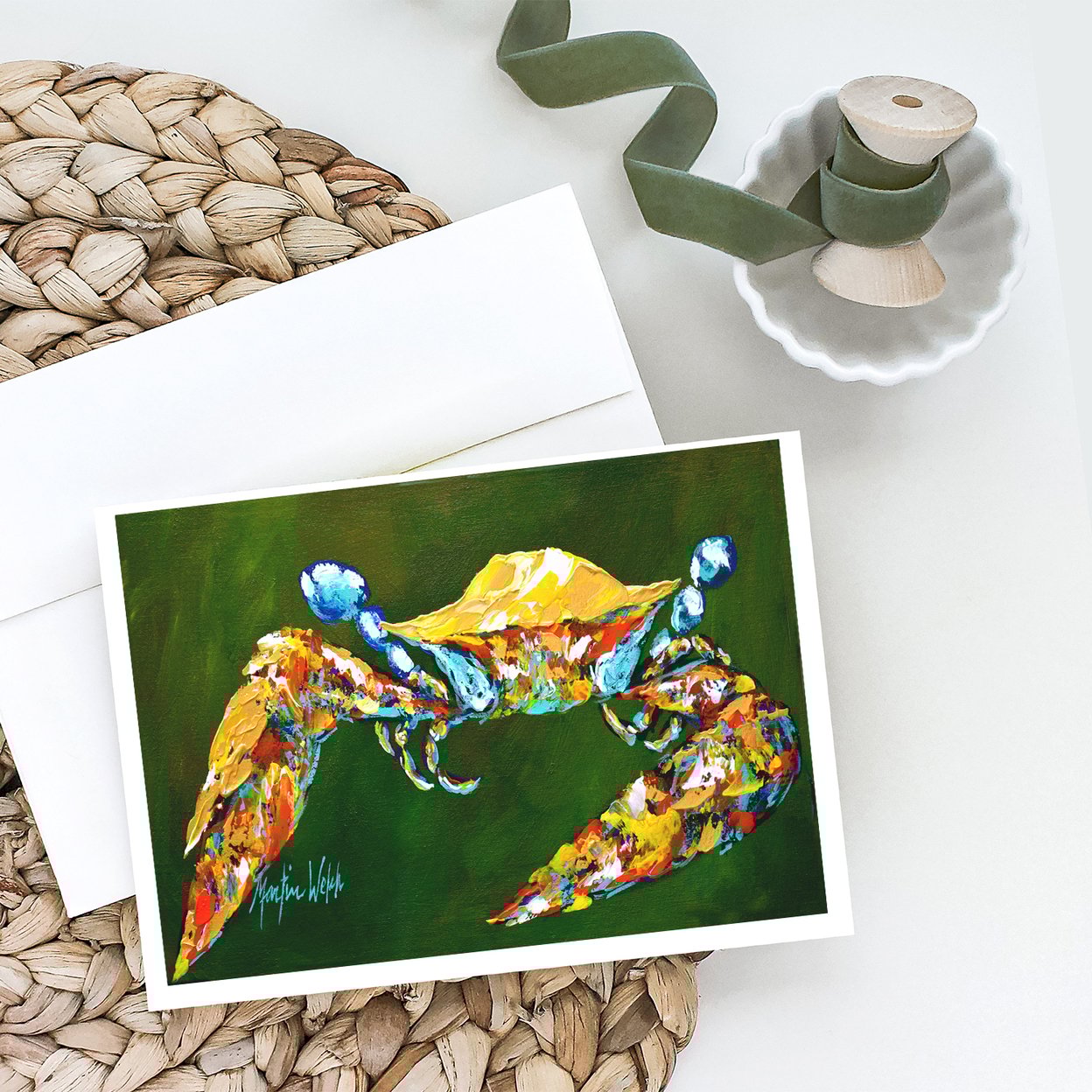 thumbnail image 2 of Go Green Crab Greeting Cards Pack of 8 7 in x 5 in, 2 of 3