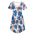 thumbnail image 6 of Gamivast Dresses for Women Short Sleeve V-Neck Babydoll Mini Dress Boho Floral Print A-Line Swing Sundress Casual Vacation Beach Cute Dress Blue M, 6 of 7