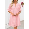 thumbnail image 2 of Minivestido MEROKEETY 2025, verano, manga corta, cuello en V, rosa, 2 of 8