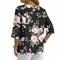 thumbnail image 5 of Warop Women's 3/4 Sleeve Tops Fashionable Printed V-Neck Blouse Loose Fit Pullover T Shirts with Decorative Buttons, 5 of 5