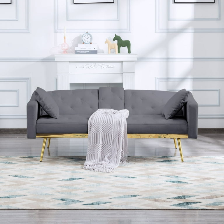 Dark grey velvet sofa bed deals
