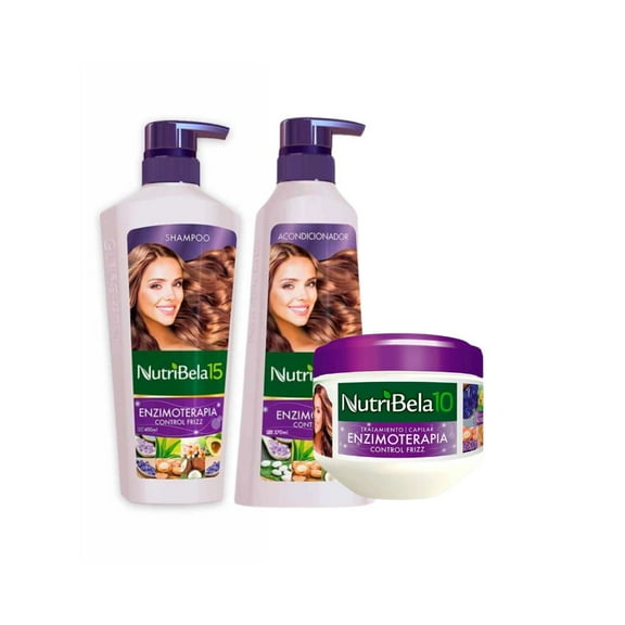 Nutribela 10 Enzimoterapia Shampoo 400mL   Acondicionador 400mL   Tratamiento 300mL (3 Pack)