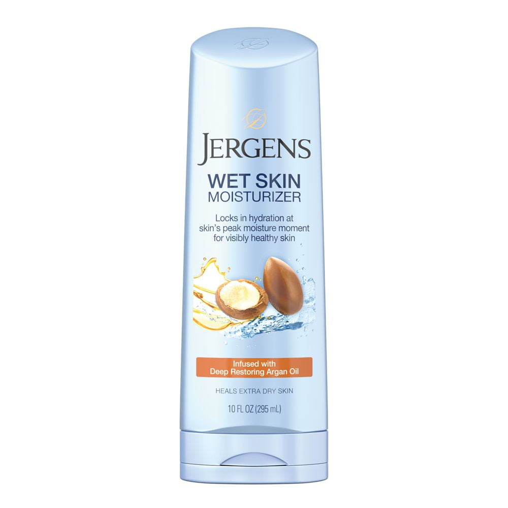 Jergens Wet Skin Moisturizer with Deep Restoring Argan Oil, 10 Oz