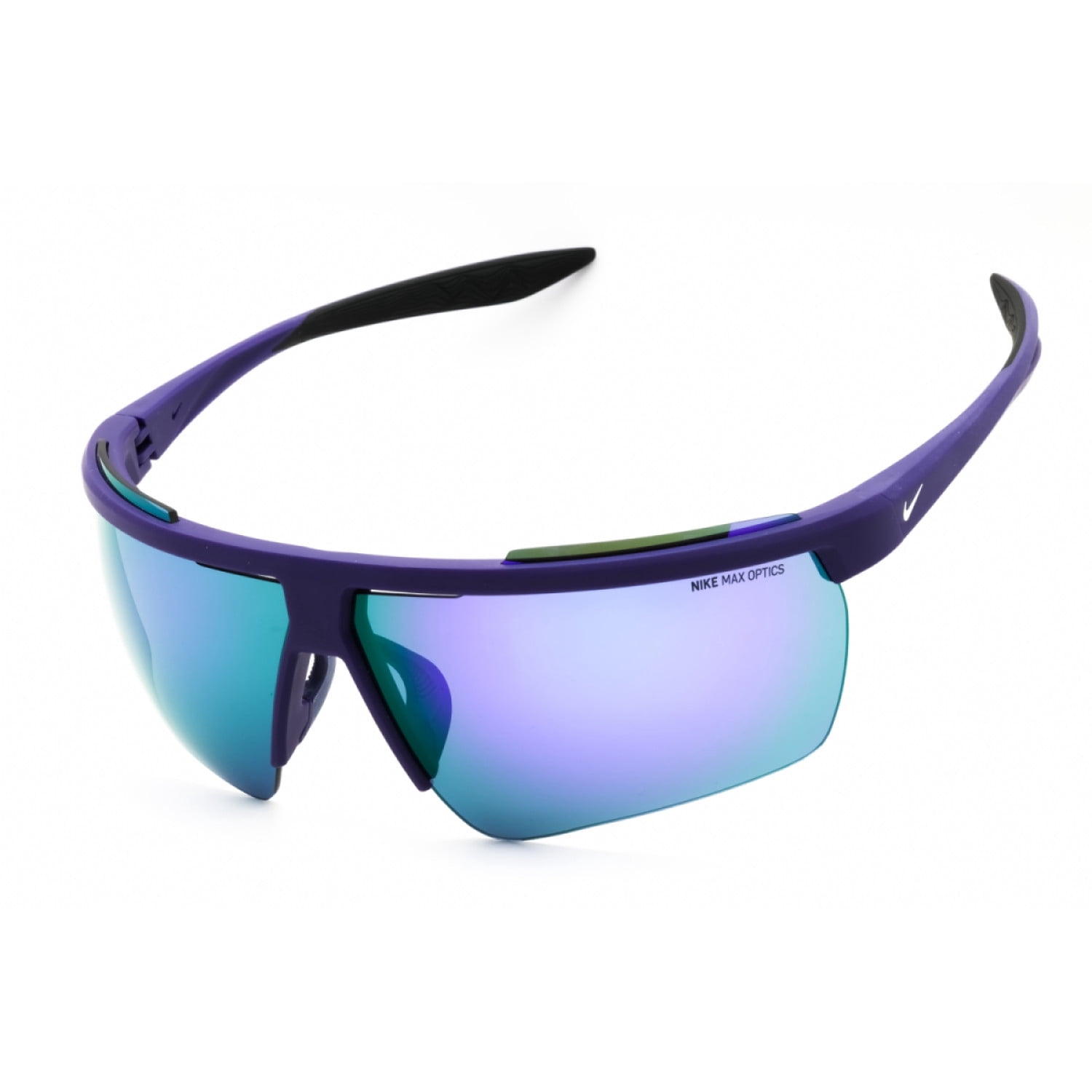 Nike Rabid Matte Black Unisex Sport Wrap Sunglasses with Green
