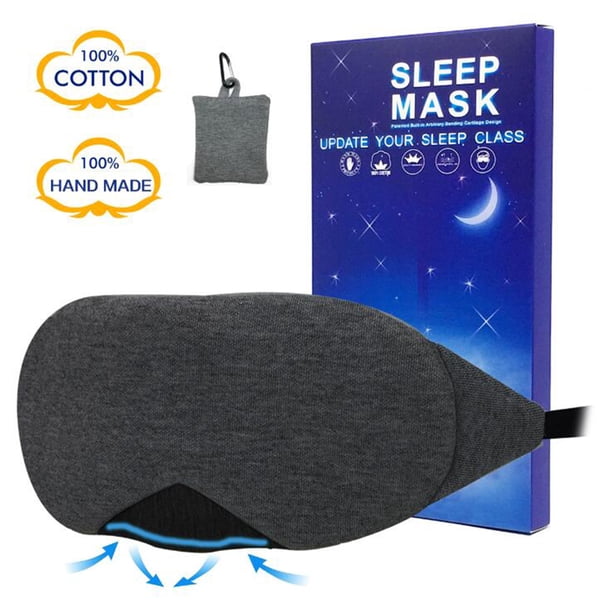 Antifaz para dormir de algodón, antifaz para dormir con protección ligera, con correa ajustable para dormir de noche, siesta, viaje