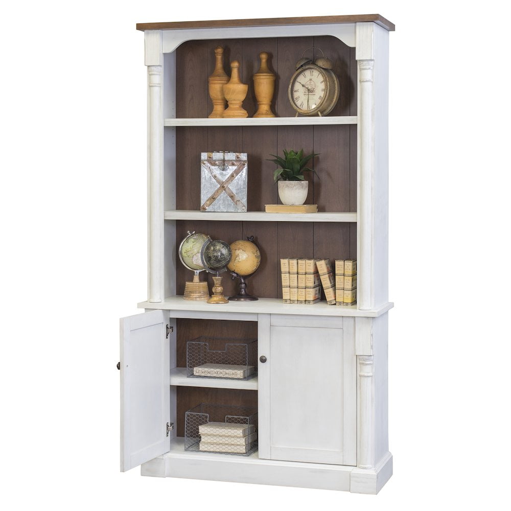 Martin Furniture Durham 3 Rustic Wood Bookcase With Doors Storage Cabinet White
