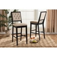 thumbnail image 7 of Baxton Studio Gideon Modern and Contemporary Sand Fabric Upholstered and Dark Brown Finished Wood 2-Piece Bar Stool Set, 7 of 7
